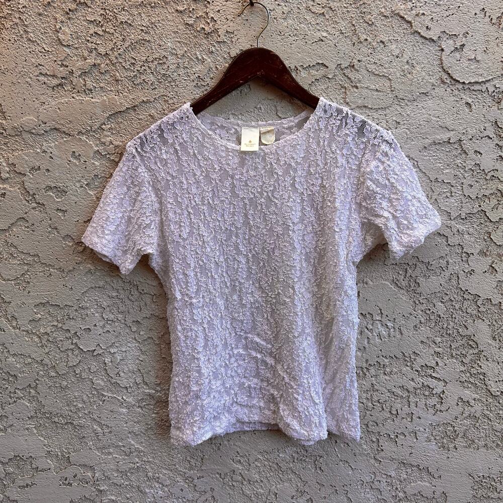 Vintage Victoria’s Secret Sheer Floral Lace Stretch Top White Size S